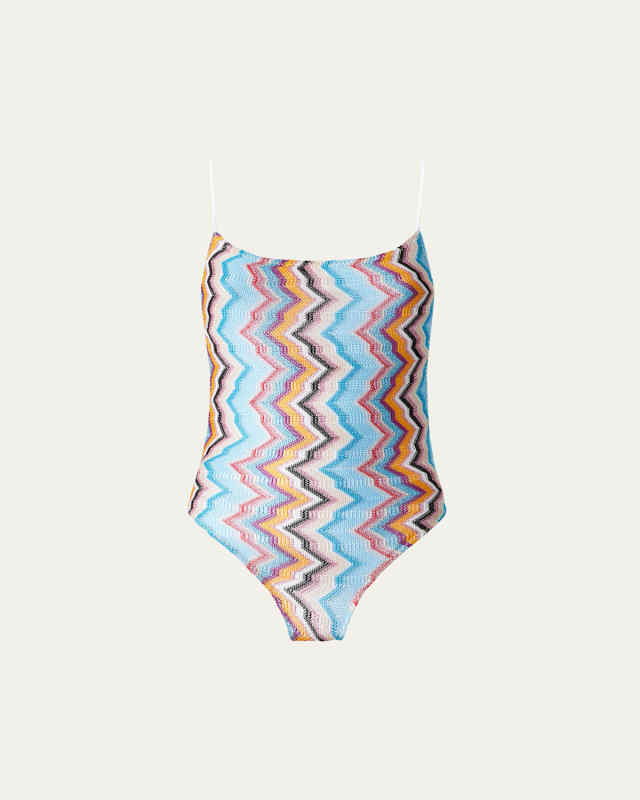 Metallic Zig-Zag One-Piece Swimsuit